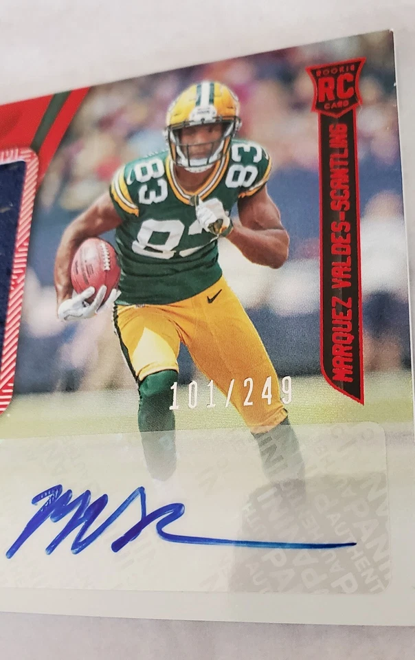 Marquez Valdes-Scantling RC 2018 Panini Freshman Fabric Auto /249 #213 Packers - Image 2 of 3