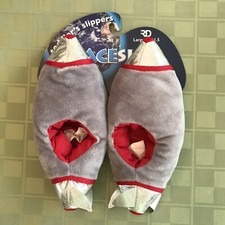 Spaceship Space Slippers Rocket Toddler GRAY LARGE Size 11-11.5 Unisex NEW