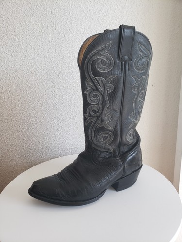Bottes flamme homme Nocona Western Cowboy Rancho en cuir noir point flamme 7-1/2 EE - Photo 1/12