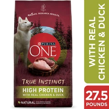 Natural, High Protein Dry Dog Food, True Instinct with Real Chicken & Duck, 27.5