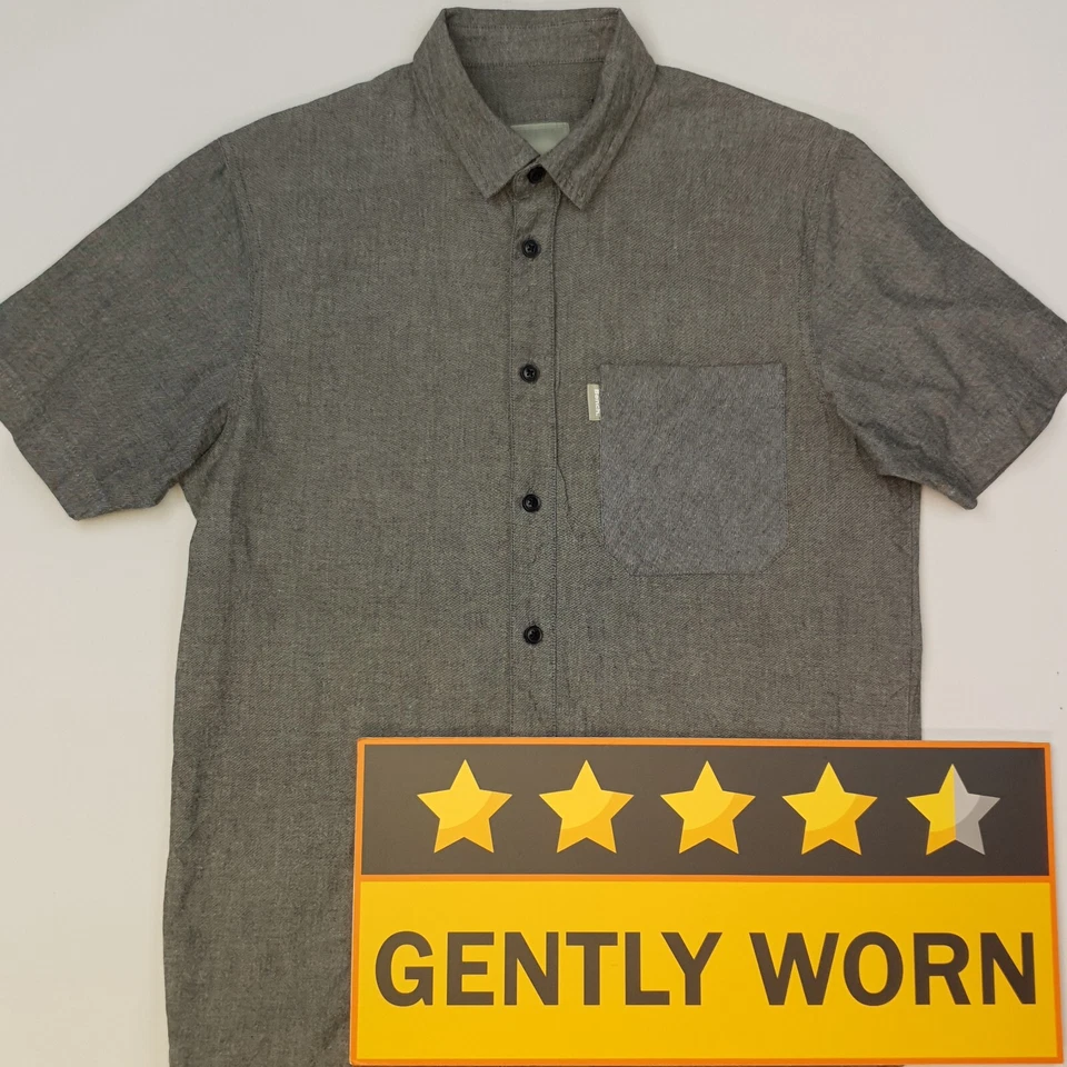 Bench Short Sleeve Shirt SMALL Regular Fit Grey Mens Short Sleeve THICK OXFORD - Image 2 of 4