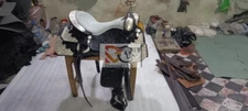 western Leather Show saddle with silver corner and conchos all size