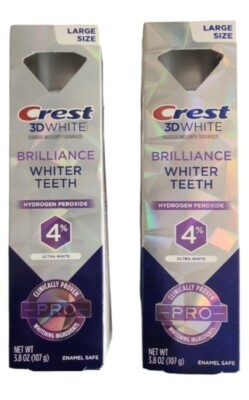 2x Crest 3D White Brilliance 4% Hydrogen Perpxide, 3.8 Oz Exp 03/26,07/26