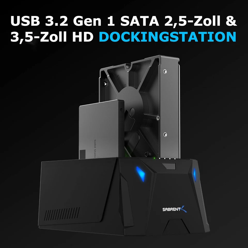 SABRENT 2 Bay USB A Dockingstation 2,5 3,5 Zoll SATA SSD HDD 5Gbps Klon 10TB - Bild 2 von 4