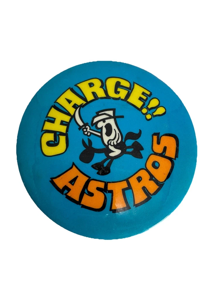 Vintage Charge! Astros Pinback Button 3" Blue Houston MLB Baseball - Image 4 of 4