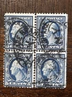 1908 US STAMP COLLECTION BLOCK 4 WASHINGTON 5c BLUE USED # 335