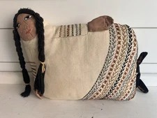 Native American Decorative Pillow- Native Girl With Braids Native Decor Pillow