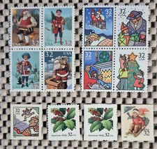 USPS GREETINGS HOLIDAY 12, 32-cent Stamps HOLIDAY SCENES SANTA HOLLY  More OGNH