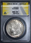 1896 $1 MORGAN SILVER DOLLAR KM# 110 ANACS MS 60 Details A7833