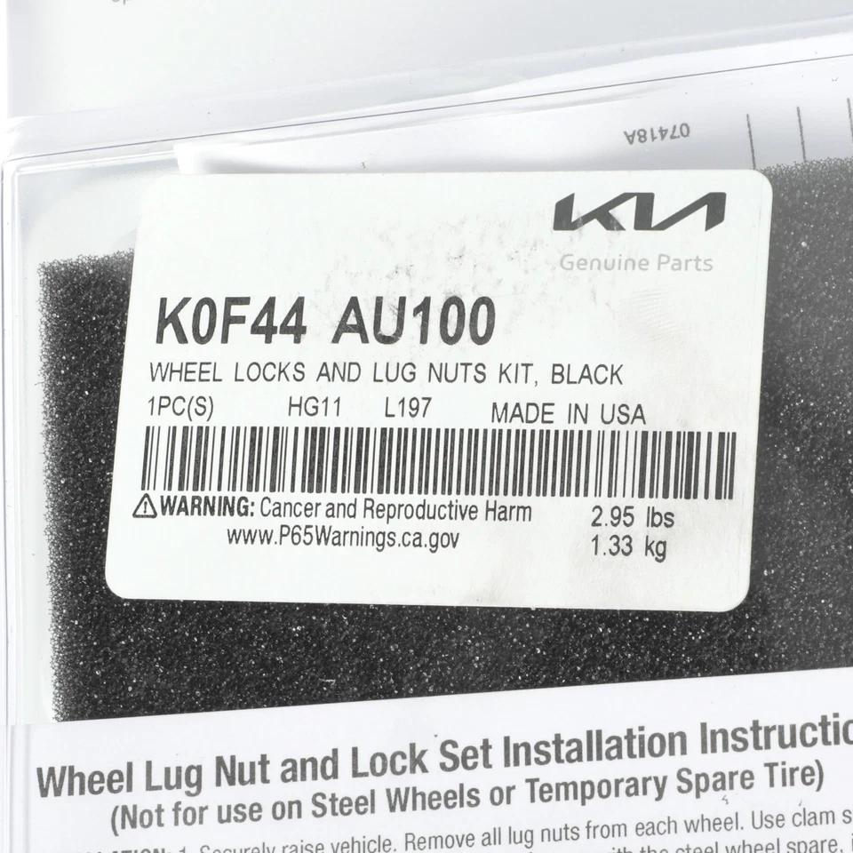 NUEVO OEM Kia 2024-2025 Seltos Sorento Juego de cerraduras de rueda y tuercas K0F44-AU100 Foto 3 de 3