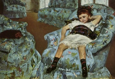 1878 Mary Cassatt Jeune Fille Dans Un Fauteuil Blau Vintage Kunstdruck Poster Wand