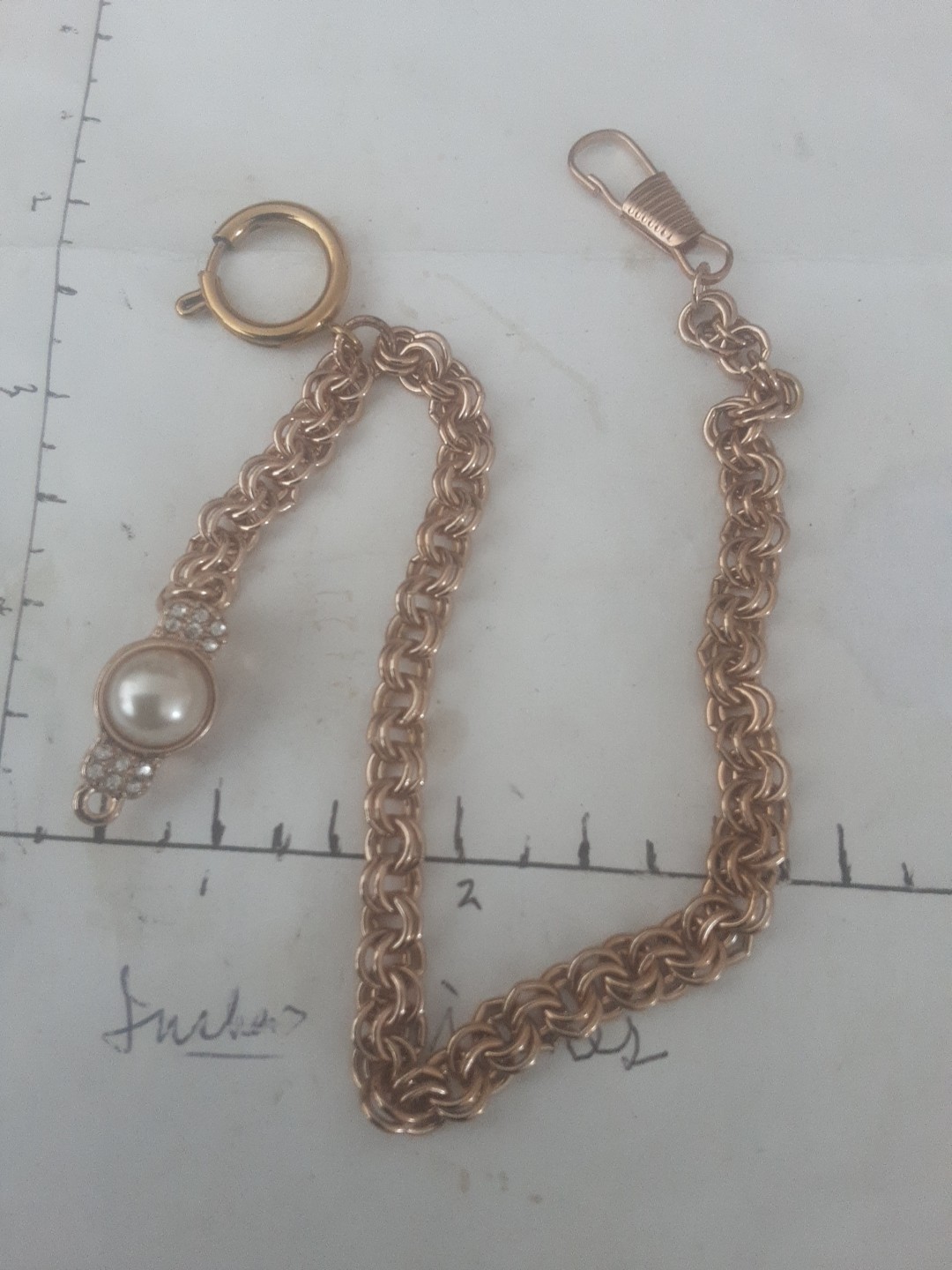 Vintage gold-filled pocket watch chain for fancy dial, 11in, pre-owned