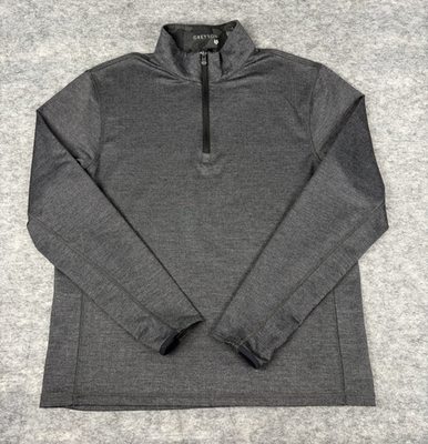 Greyson Pullover Mens L Grey Herringbone Quarter Zip Pullover