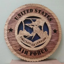 US Air Force -Strategic Air Command - Laser Cut 3D Wood Wall Tribute Plaque 11¼"