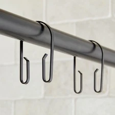 Double Shower Curtain Hooks U-Shape Stainless Steel 12-Piece Choose Your Color