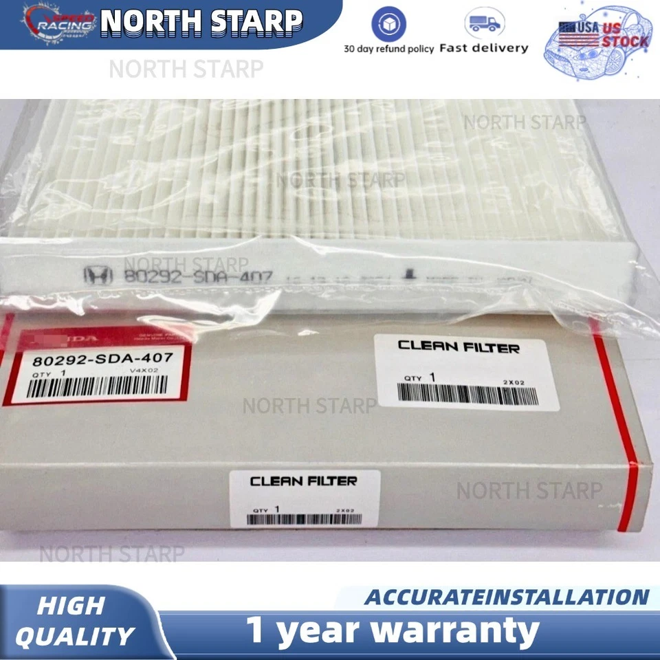 Filtro de aire de cabina genuino 1 pieza para Honda Accord Civic Odyssey Acura 80292-SDA-407 Foto 2 de 4