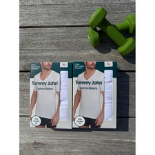 Tommy John Stay-Tucked Undershirt 4 Pack 2x 2-Pack White Deep V-Neck XL NIB