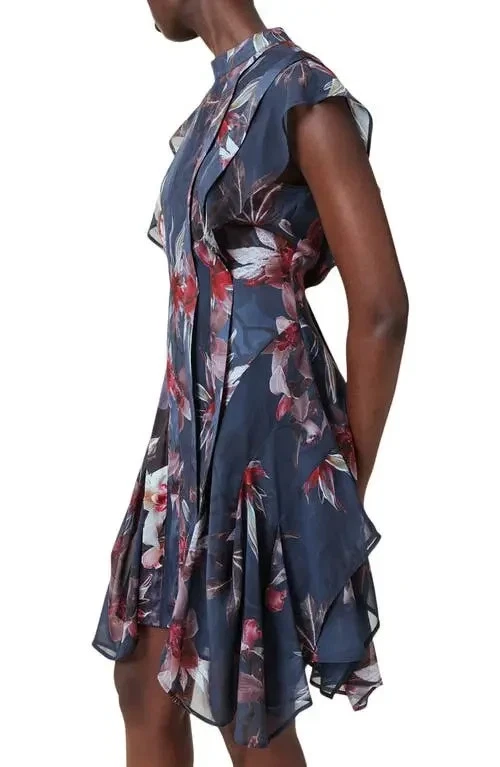 NOVO VESTIDO ALLSAINTS Fleur bainha lenço Adena azul profundo TAMANHO 2/100% AUTÊNTICO - Imagem 2 de 4