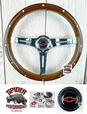 1968 Camaro Wood Steering Wheel Bowtie 14 Dark Mahogany Premium