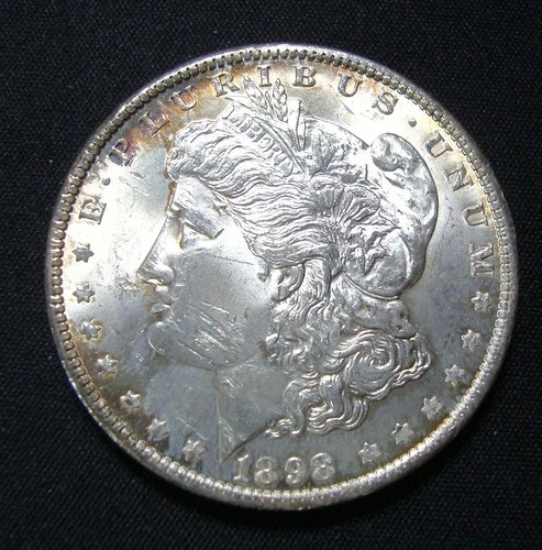 1898 O Morgan Silver Dollar Uncirculated with nice Luster & toning ab958