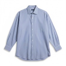 Burberry London Men's 17-33 Blue  White Striped Button-Down Dress Shirt