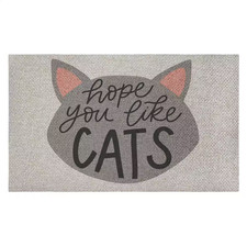 Hope You like Cats Gray 18 In. X 30 In. Polyester Non-Slip Outdoor Door Mat