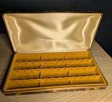 Vintage MELE Abstract Gold Swirl Hard Tortoise Shell Jewelry Box Travel Case