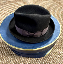 Vtg Wormser Mens Bowler Fedora Hat Royal Luxury Brown Felt Banded Sz 6 7/8 W/Box