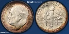 1953 S TONED Roosevelt Dime ANACS MS 66 Toning Silver Coin 10C