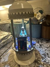 Vintage Virgin Mary Rain Oil Lamp 16”.  Cleaned, Tested And Restored. Nice Lamp!