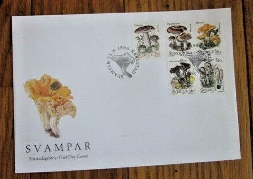 SWEDEN  1996 MUSHROOMS COMPLETE 5 STAMP SET  FDC VF UNADDR