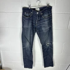 Sandro Paris Jeans Mens W34 L30 Blue Droit Slim Straight Taper Fit Denim Indigo