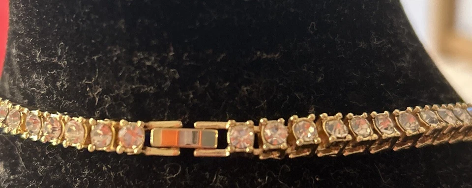 Tennis Chain Gold Necklace Hip Hop Row Iced Men Out 5mm Gold Rhinestone 22” - Image 3 of 4