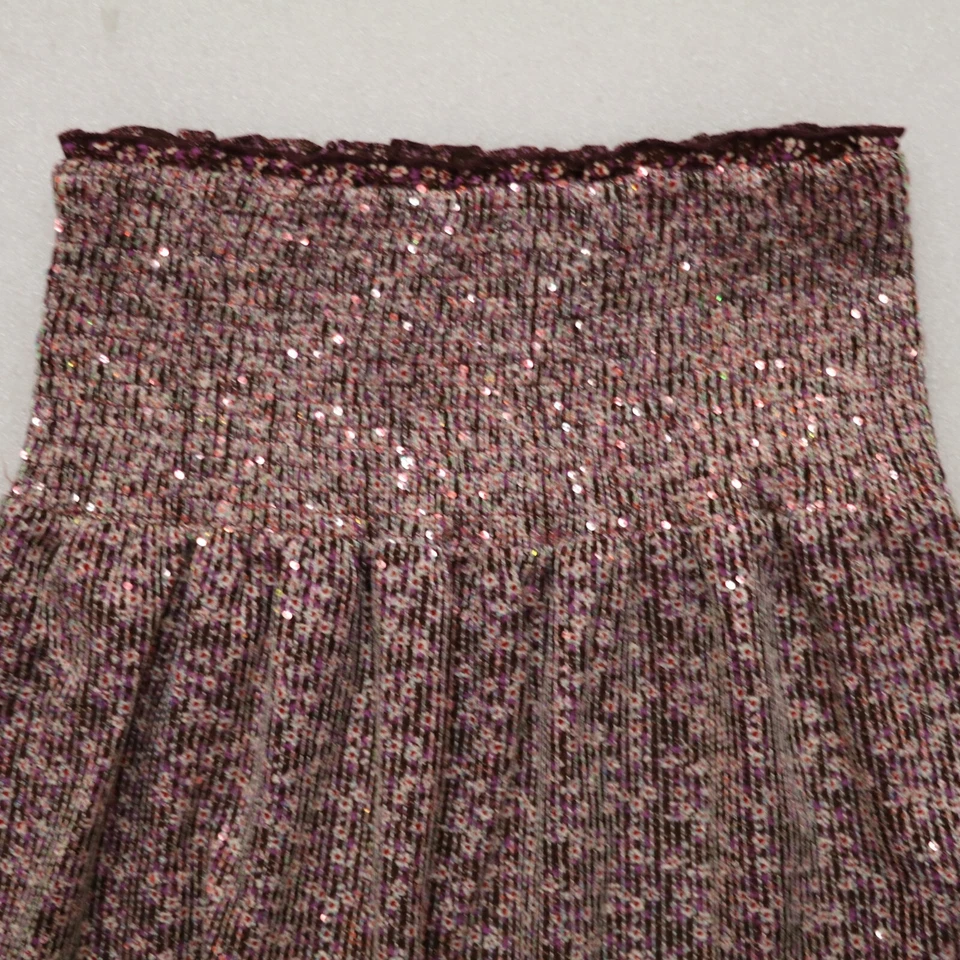 SAIA DE LANTEJOULAS HANNA BANANA GIRL'S TAMANHO 16 BORGONHA MARROM PULL ON SMOCK CINTURA - Imagem 2 de 4