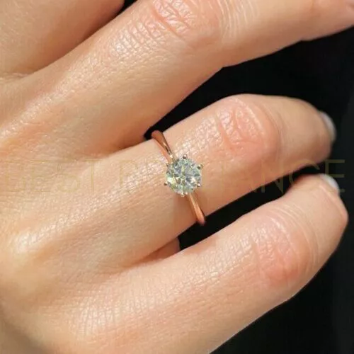 0.75 Carat Natural Round Cut Diamond Solitaire Engagement Ring in 14K White Gold