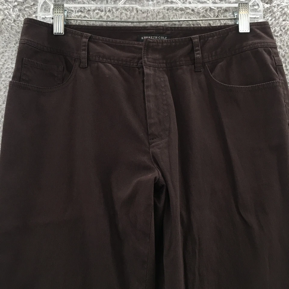 Kenneth Cole Tori Wide-Leg Pants Womens 8 (actual 32x32) Brown Cotton Blend Zip - Image 2 of 4