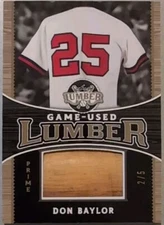 DON BAYLOR 2024 Leaf Lumber Game-Used BAT BARREL PATCH PRIME #2/5 Angels Yankees