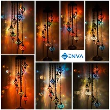 Turkish Moroccan Glass Mosaic Multicolour Tiffany Floor Lamp Light 7 Large Globe