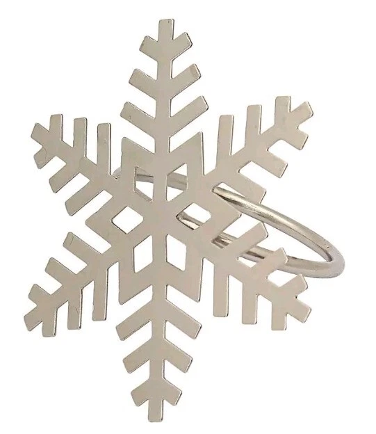 4 ST NICHOLAS SQUARE Silver Christmas SNOWFLAKE Napkin Rings NEW - Image 3 of 3