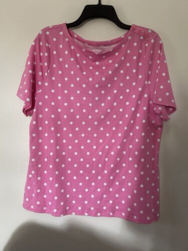 Charter Club Pink Polka Dot Tee T-Shirt XL Kurzarm Damen