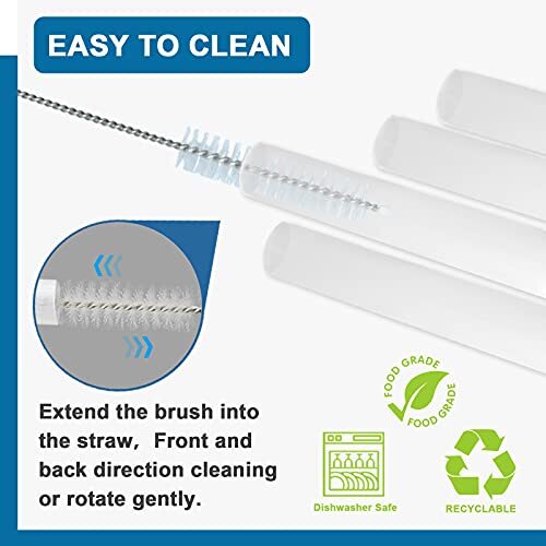 5 Replacement Straws For Kerilyn 1 Gallon Jug + Cleaning Brush - 13.4 Inch, BPA-Free Plastic