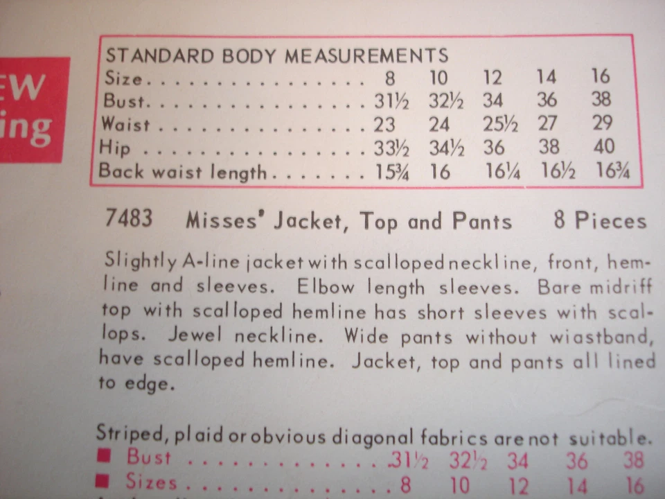 1970's Mod Bold Hippie VOGUE 7483 Pattern for Misses Pants, Tops ~ Sz 10 ~ UNCUT - Image 3 of 3