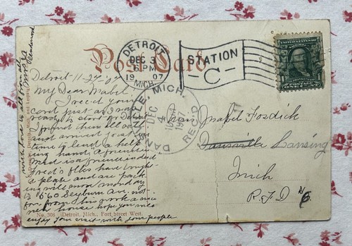 Vintage 1907 Postcard Detroit, Michigan ~ Fort Street West - Picture 3 of 3