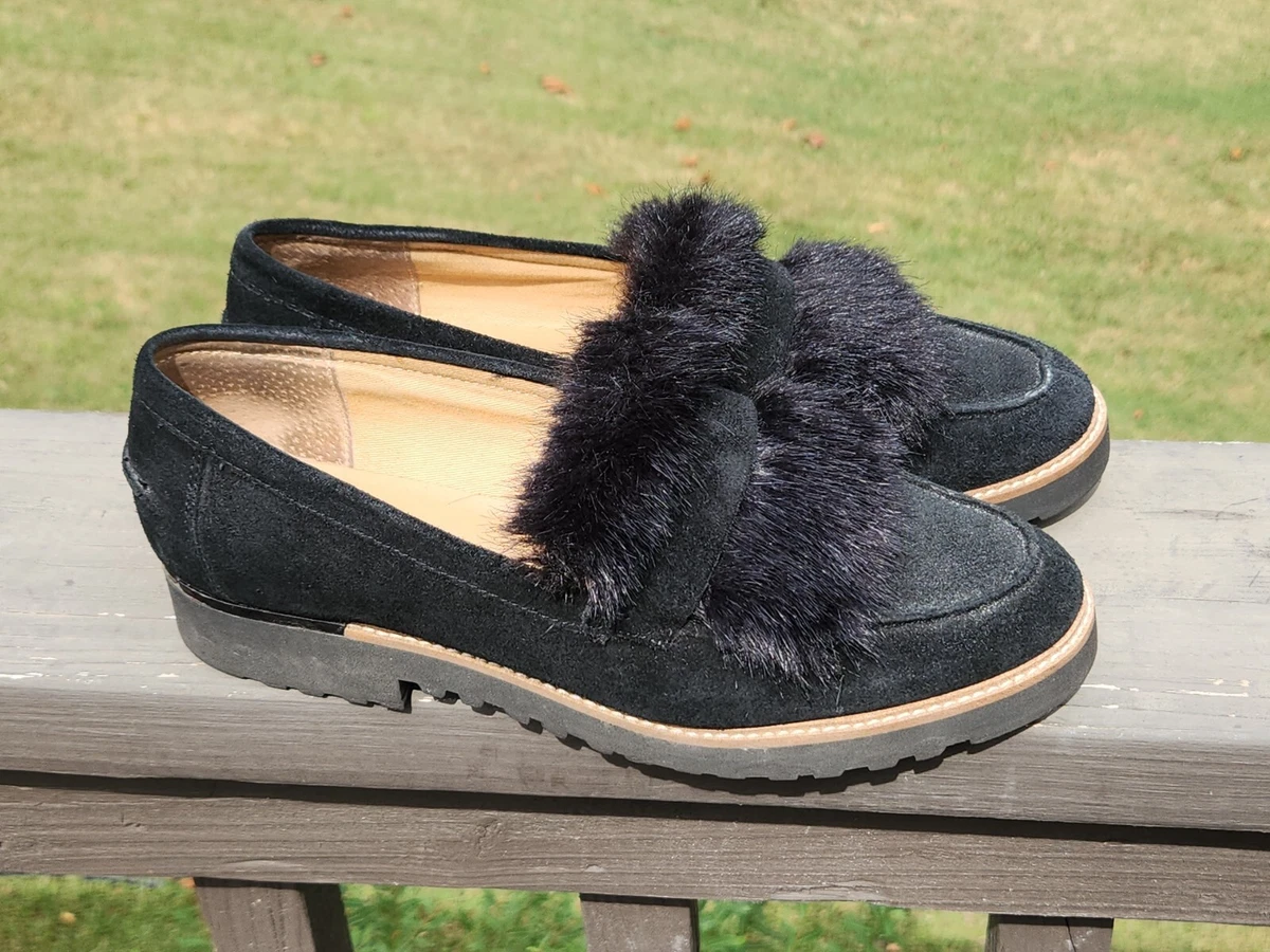 Franco Sarto Loafers. CYRUS. Faux Fur black suede leather. 9 M UK 7