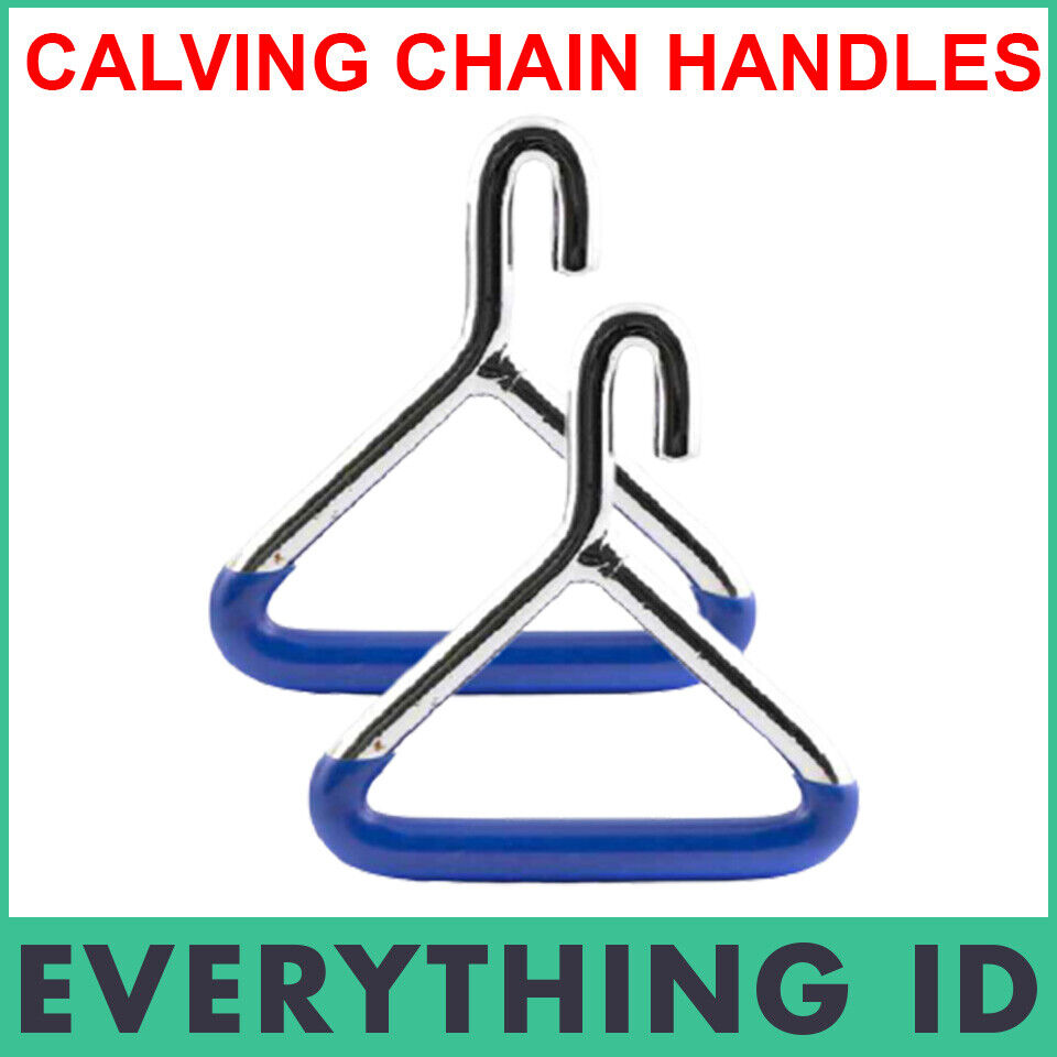 2 x CALVING CHAIN HANDLE OBSTETRICAL CATTLE COW STAINLESS STEEL CALF PULLING