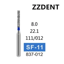 100 PCS SF-11 837-012 Straight Flat End Medium Grit Dental Diamond Burs FG 1.6mm