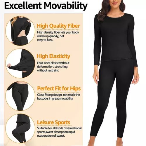 Damen Weiche Thermo Unterwäsche Unterwäsche Set Long Johns Top & Bottom Base Layer - Bild 3 von 24