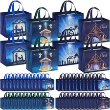 48 Pcs Christmas Nativity Gifts Bags Bulk 12.8 x 9.8 x 6.7 in Large Tote Trea...