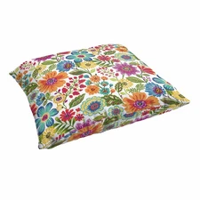 Sorra Home Indoor Outdoor Square Floor Pillow, 26 x 26, Bright Multicolor Floral