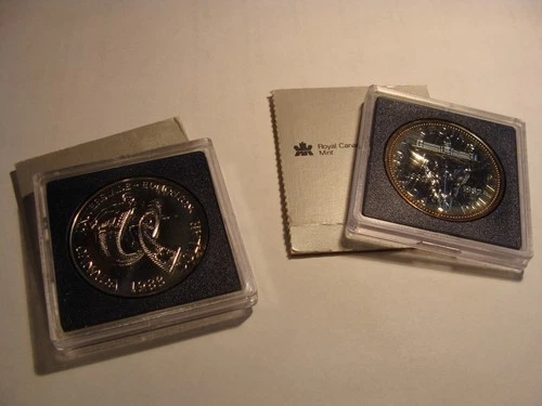 1982 and 1983 Canada Silver Dollar pair, BU w/ cases